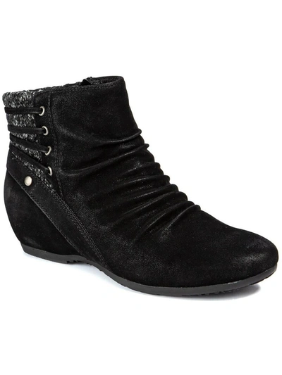 Baretraps Peanut Womens Zipper Wedge Ankle Boots In Black