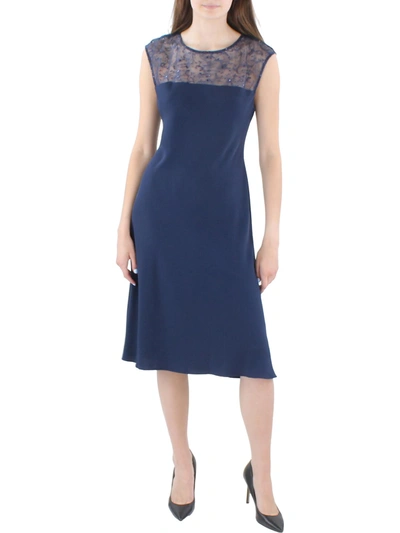 Lauren Ralph Lauren Womens Lace Knee Cocktail And Party Dress In Blue