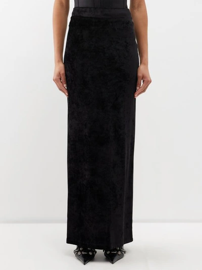 Balenciaga Velvet Maxi Skirt In Black