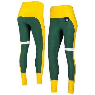 Kiya Tomlin Green/gold Green Bay Packers Colorblock Tri-blend Leggings