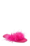 Azalea Wang Pammy Faux Feather Sandal In Pink