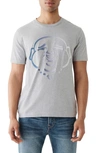 True Religion Brand Jeans Ombré Buddha Face Graphic T-shirt In Heather Grey