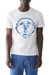 True Religion Brand Jeans Ombré Buddha Face Graphic T-shirt In Optic White
