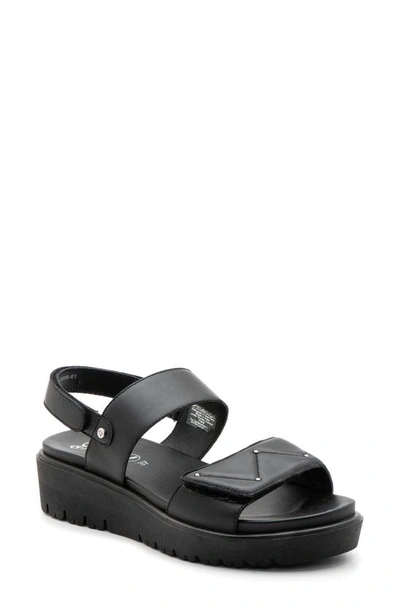 Ara Brit Slingback Platform Sandal In Black Leather