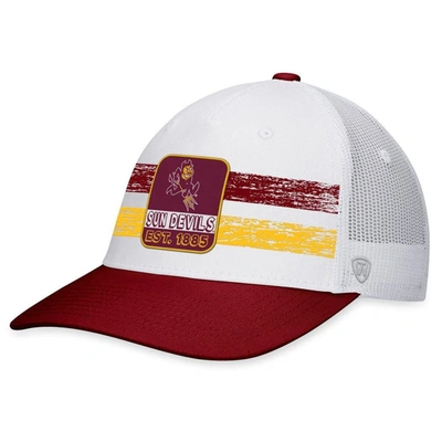 Top Of The World Men's  White, Maroon Arizona State Sun Devils Retro Fade Snapback Hat In White,maroon