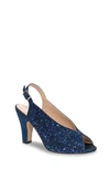 Paradox London Pink Glory Slingback Peep Toe Pump In Navy