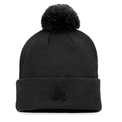 Fanatics Branded Black Arizona Coyotes Authentic Pro Road Cuffed Knit Hat With Pom