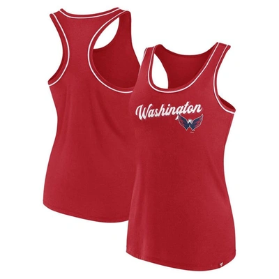 Fanatics Branded Red Washington Capitals Wordmark Logo Racerback Scoop Neck Tank Top