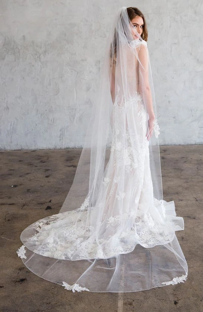 Brides And Hairpins Lace Trim Chapel Veil In Ivory