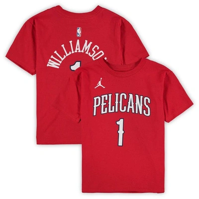 Jordan Brand Kids' Preschool  Zion Williamson Red New Orleans Pelicans Statement Edition Name & Number T-sh