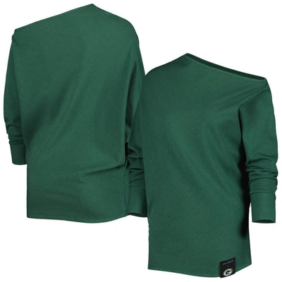Kiya Tomlin Green Green Bay Packers Twisted Tri-blend Asymmetrical 3/4-dolman Sleeve Sweatshirt