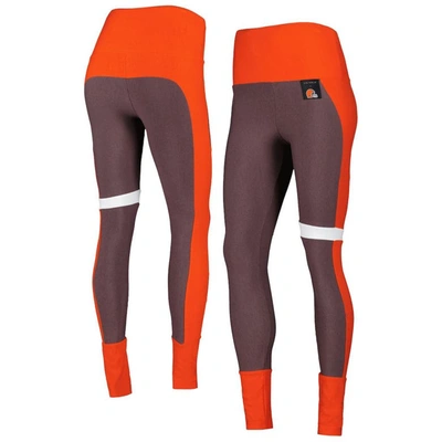 Kiya Tomlin Brown/orange Cleveland Browns Colorblock Tri-blend Leggings