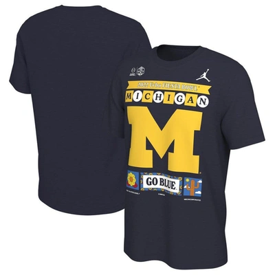 Jordan Brand Navy Michigan Wolverines College Football Playoff 2022 Fiesta Bowl Illustrated T-shirt