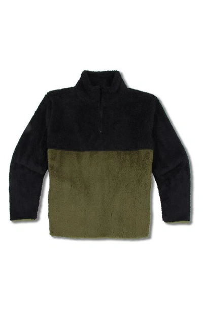 Threads 4 Thought Kids' Pershing Colorblock Faux Fur Quarter Zip Pullover In Pyrite