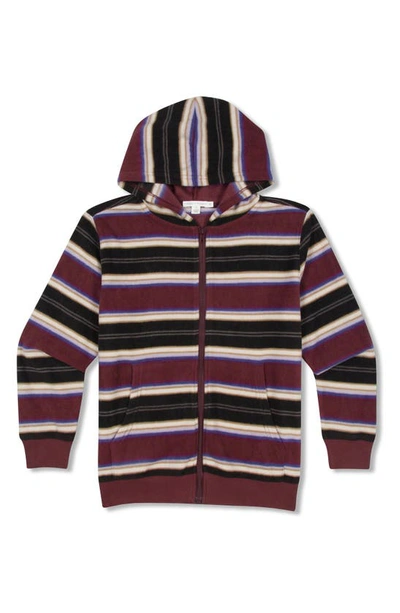 Threads 4 Thought Kids' Stripe Zip-up Hooded Fleece Jacket In Navy Multi