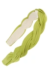Tasha Braided Pleated Headband In Lime