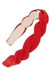 Tasha Braided Pleated Headband In Red