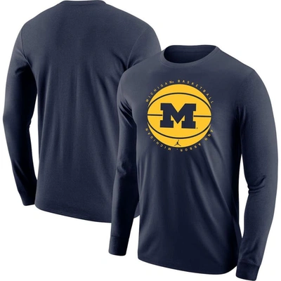 Jordan Brand Navy Michigan Wolverines Basketball Long Sleeve T-shirt