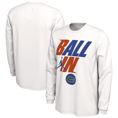 Jordan Brand White Florida Gators Ball In Bench Long Sleeve T-shirt