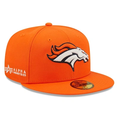 New Era X Alpha Industries Orange Denver Broncos Alpha 59fifty Fitted Hat