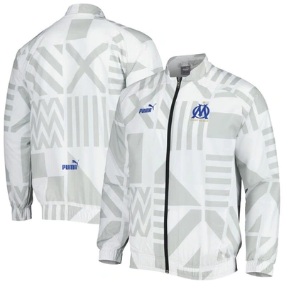 Puma White Olympique Marseille Pre-match Raglan Full-zip Training Jacket