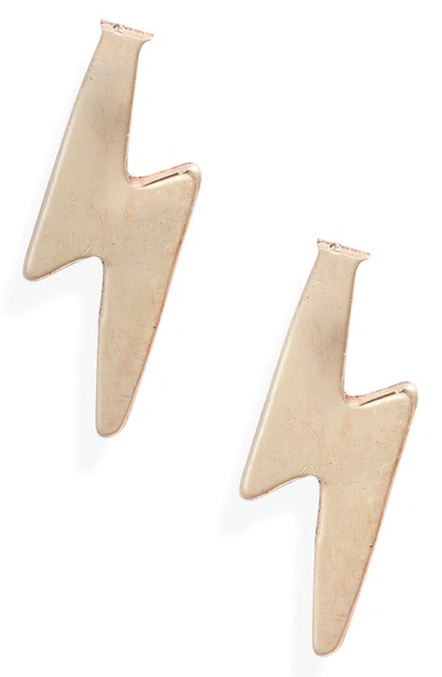 Nashelle Lightning Bolt Stud Earrings In Yellow Gold Fill