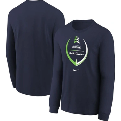 Nike Kids' Preschool  College Navy Seattle Seahawks Icon Football Performance Long Sleeve T-shirt