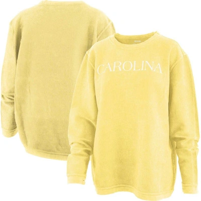 Pressbox Yellow North Carolina Tar Heels Comfy Cord Bar Print Pullover Sweatshirt