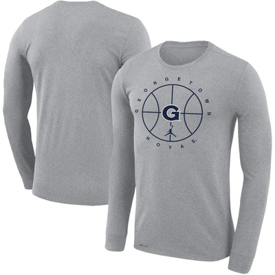 Jordan Brand Heathered Gray Georgetown Hoyas Basketball Icon Legend Performance Long Sleeve T-shirt In Heather Gray