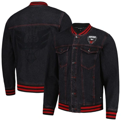 The Wild Collective Black D.c. United Denim Full-button Bomber Jacket
