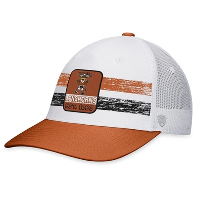 Top Of The World Men's  White, Burnt Orange Texas Longhorns Retro Fade Snapback Hat In White,burnt Orange