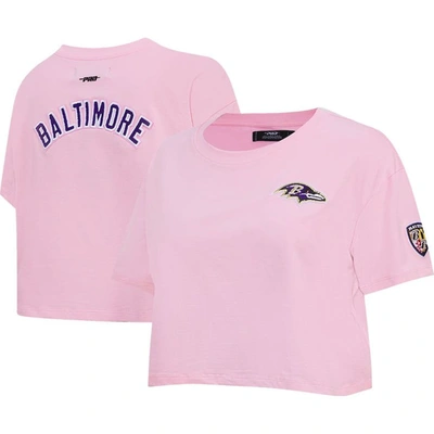 Pro Standard Pink Baltimore Ravens Cropped Boxy T-shirt
