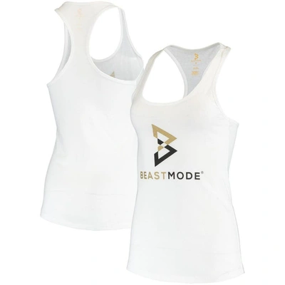 Beast Mode White Double Logo Scoop Neck Tank Top