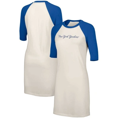 Lusso White New York Yankees Nettie Raglan Half-sleeve Tri-blend T-shirt Dress