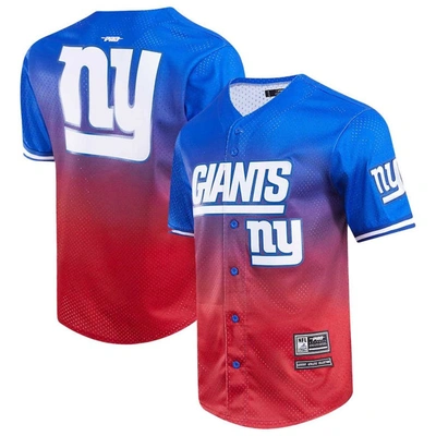 Pro Standard Men's  Royal, Red New York Giants Ombre Mesh Button-up Shirt In Royal,red