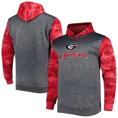 Profile Men's Heather Charcoal Georgia Bulldogs Big And Tall Raglan Fleece Pullover Hoodie