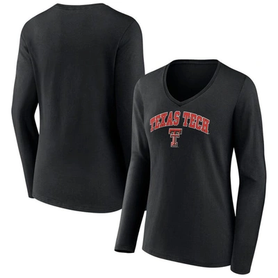 Fanatics Branded Black Texas Tech Red Raiders Evergreen Campus Long Sleeve V-neck T-shirt