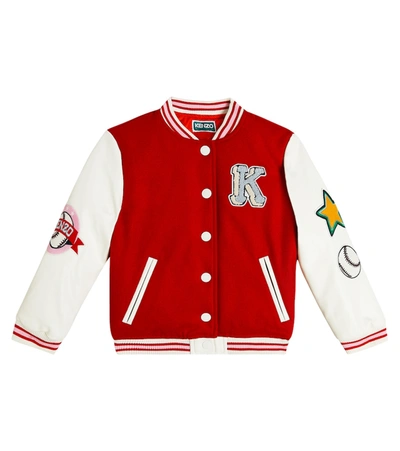 Kenzo Kids' Patch-detail Bomber Jacket In Red