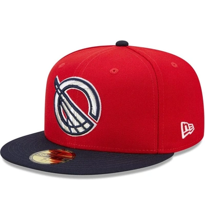 New Era Men's  Red, Navy Greenville Drive Marvel X Minor League 59fifty Fitted Hat In Red,navy