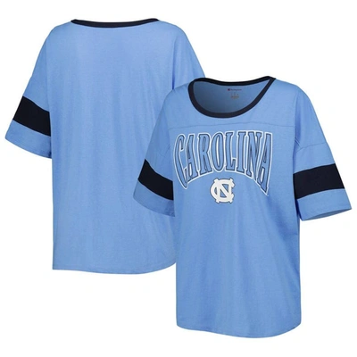 Champion Women's  Carolina Blue North Carolina Tar Heels Jumbo Arch Striped Half-sleeve T-shirt