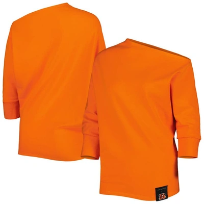 Kiya Tomlin Orange Cincinnati Bengals Twisted Tri-blend Asymmetrical 3/4-dolman Sleeve Sweatshirt