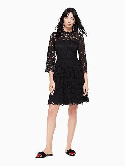Kate Spade Poppy Lace Fit And Flare Dress In Black | ModeSens