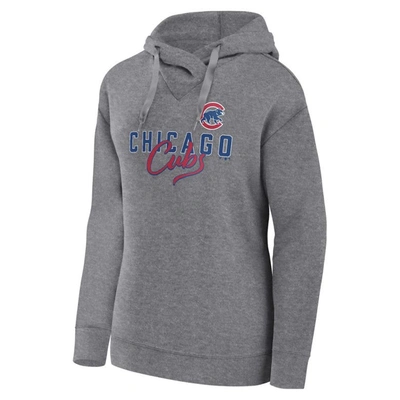 Fanatics Branded Heather Gray Chicago Cubs Script Favorite Pullover Hoodie