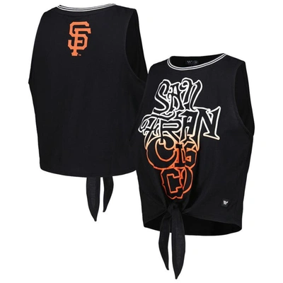 The Wild Collective Black San Francisco Giants Twisted Tie Front Tank Top