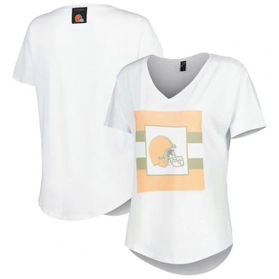 Kiya Tomlin White Cleveland Browns Tri-blend V-neck T-shirt