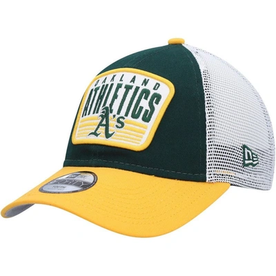 New Era Kids' Youth  Green Oakland Athletics Patch Trucker 9forty Snapback Hat