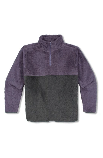 Threads 4 Thought Kids' Pershing Colorblock Faux Fur Quarter Zip Pullover In Carbon