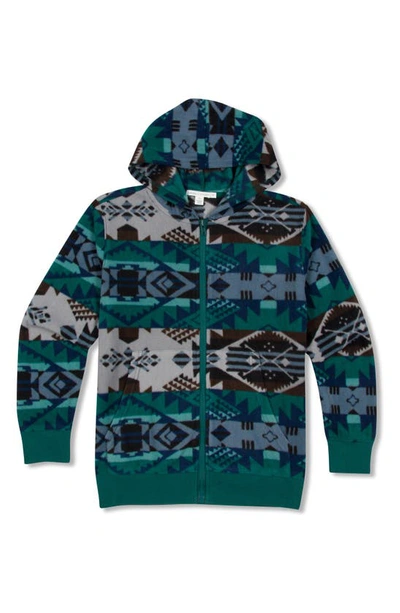 Threads 4 Thought Kids' Print Zip-up Hooded Fleece Jacket In Sea Dragon