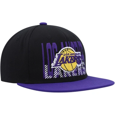 Mitchell & Ness Men's  Black Los Angeles Lakers Soul Cross Check Snapback Hat