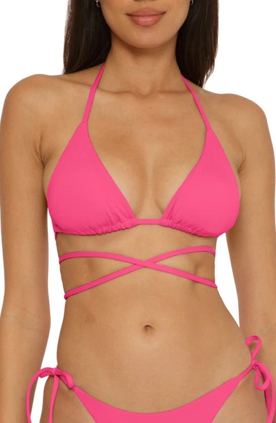 Becca Color Code Wraparound Triangle Bikini Top In Hot Pink
